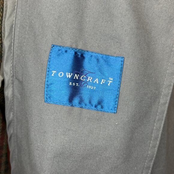 VTG 90s Home Alone Towncraft Lined Grey Mens Long Business Trench Overcoat Sz 44 - Picture 5 of 6